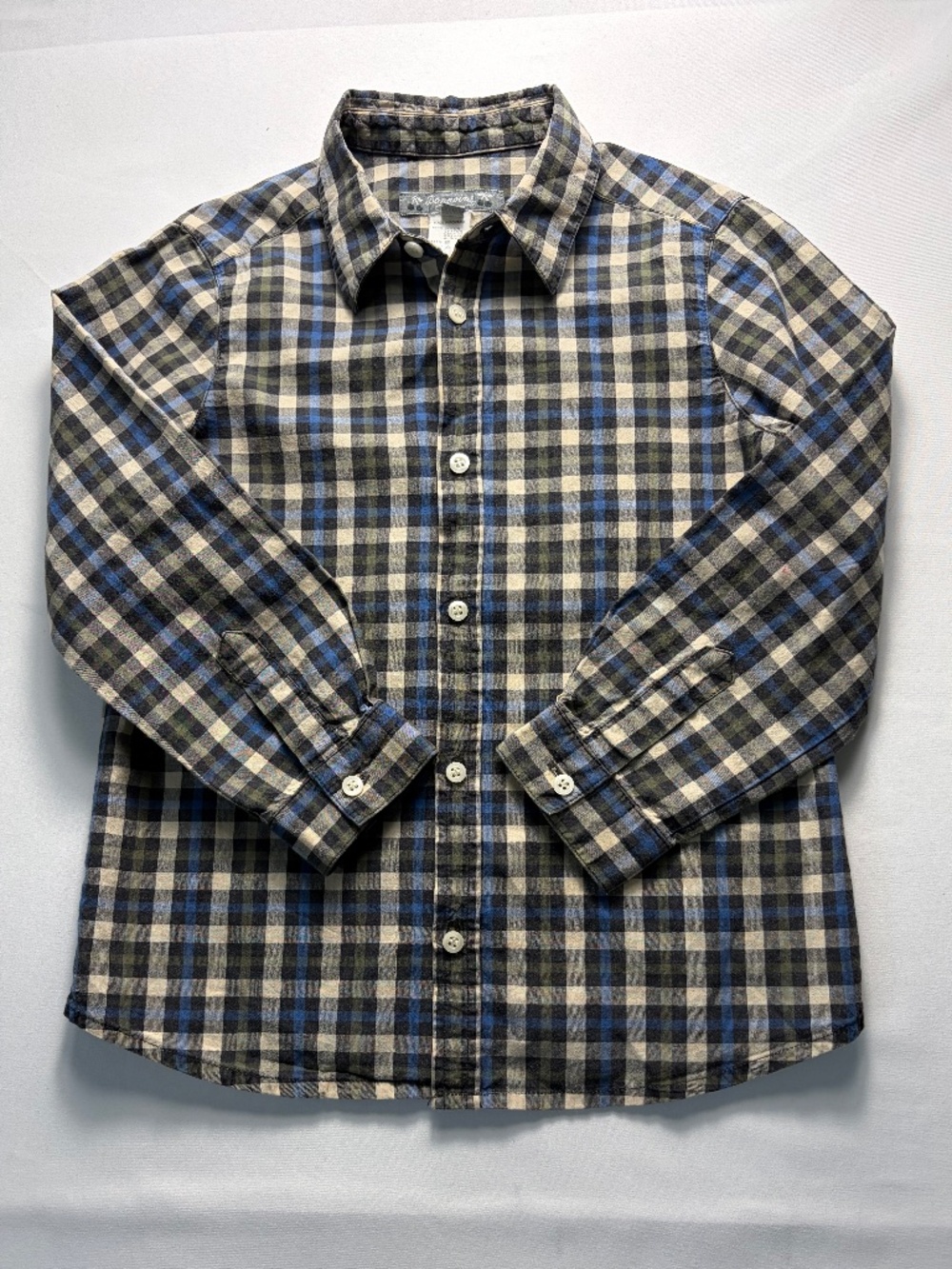 Bonpoint Boys Plaid Long Sleeve Button-Up Shirt Size 4